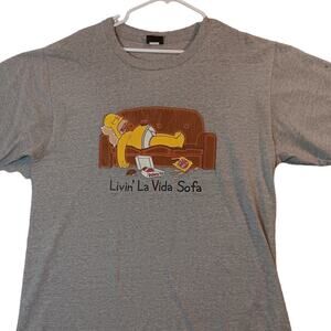 Vtg‎ Simpsons USA Tee XL Gray Living La Vida Sofa Single Stitch